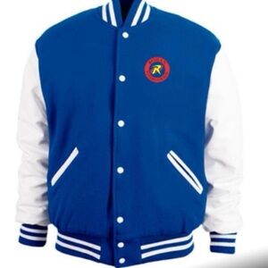 Retro Blue and White Varsity Jacket